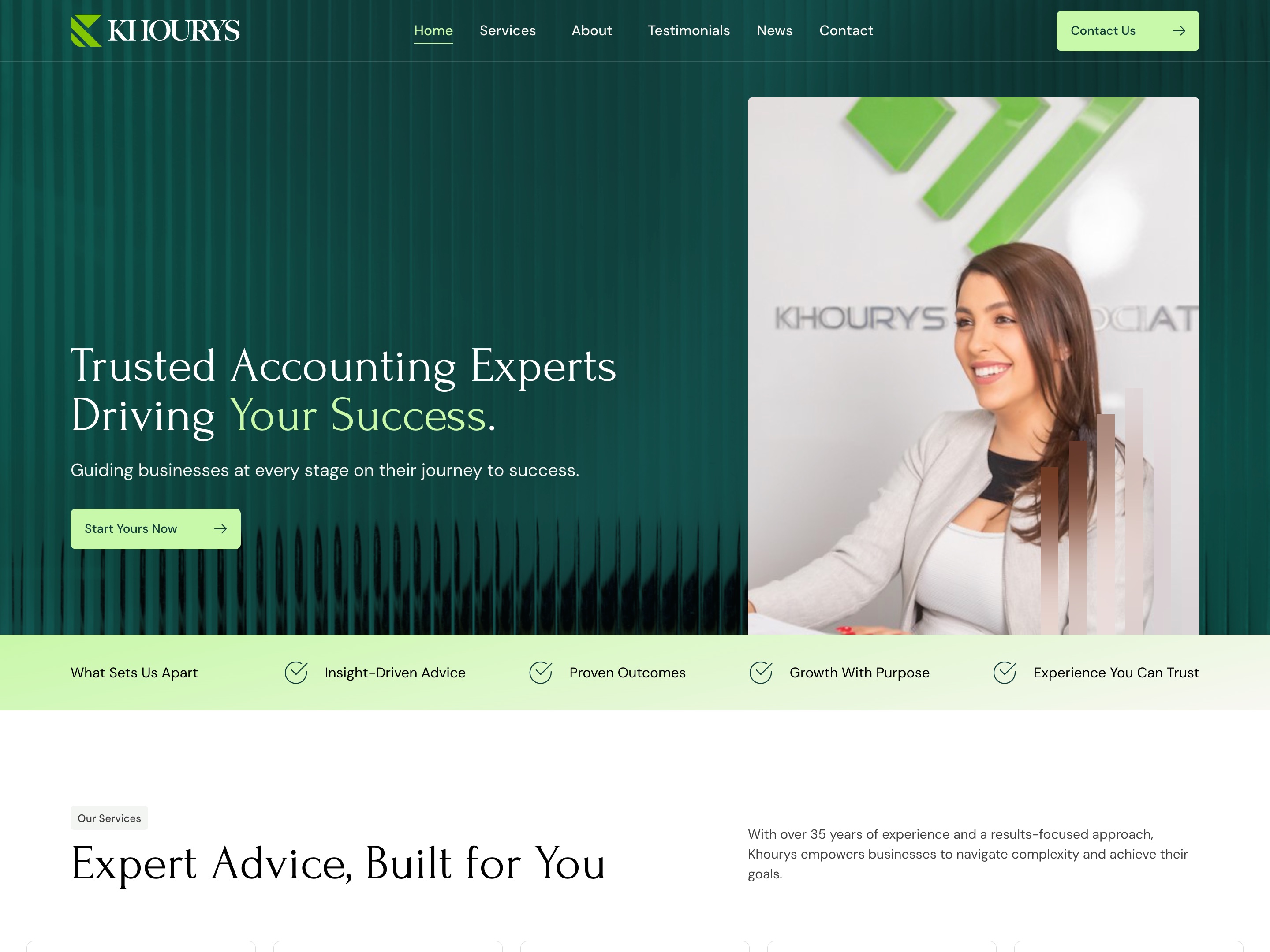 Khourys website screenshot